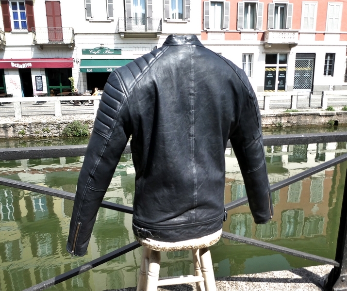 Giubbotto giacca pelle grigio antracite biker Guen