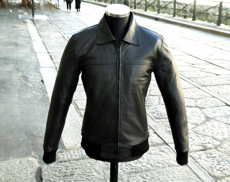 Giubbotto giacca bomber pelle fonzie nero original