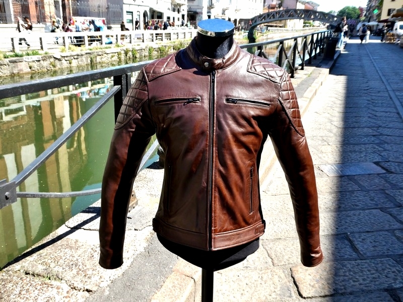 Brown biker leather jacket guendj