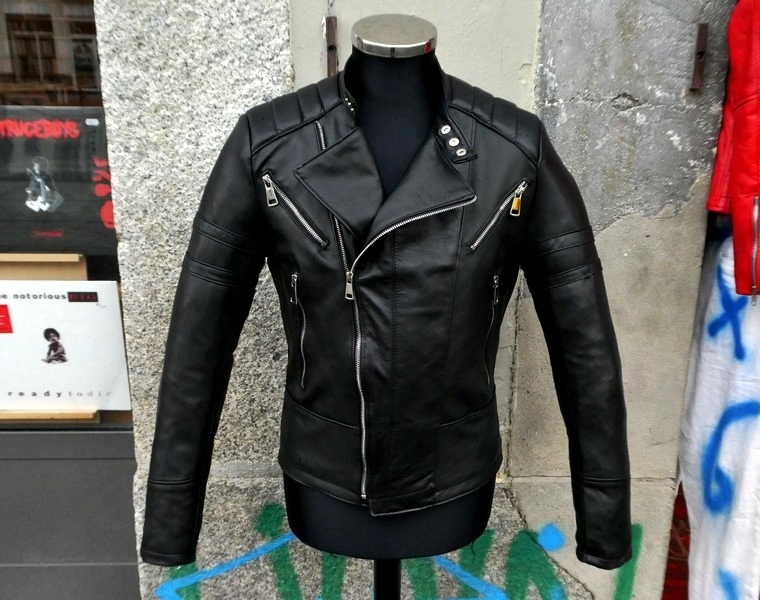 Giubbotto chiodo pelle biker leggero caferacer Gue