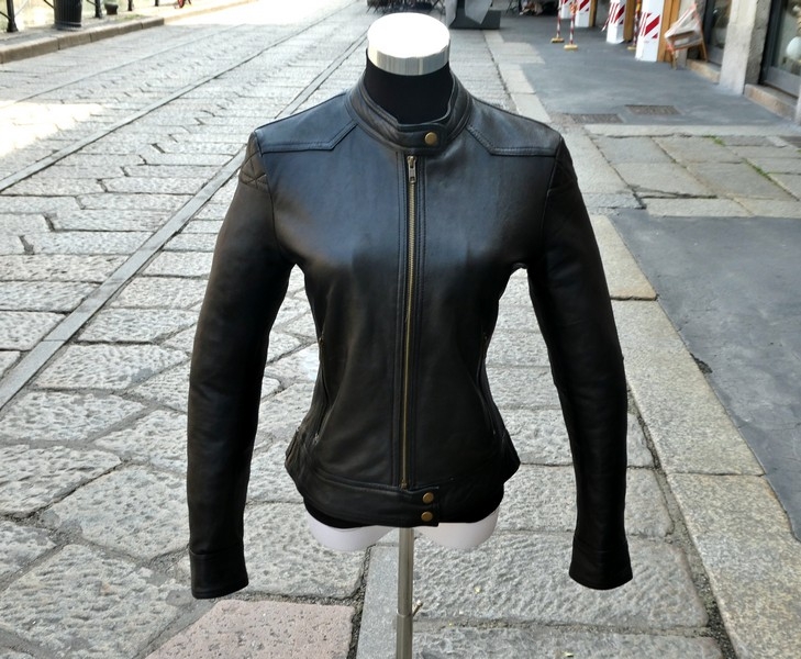 Giubbotto giacca pelle donna biker Guendj nero 