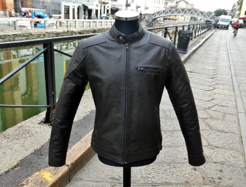 Dark brown leather jacket Guendj biker moto