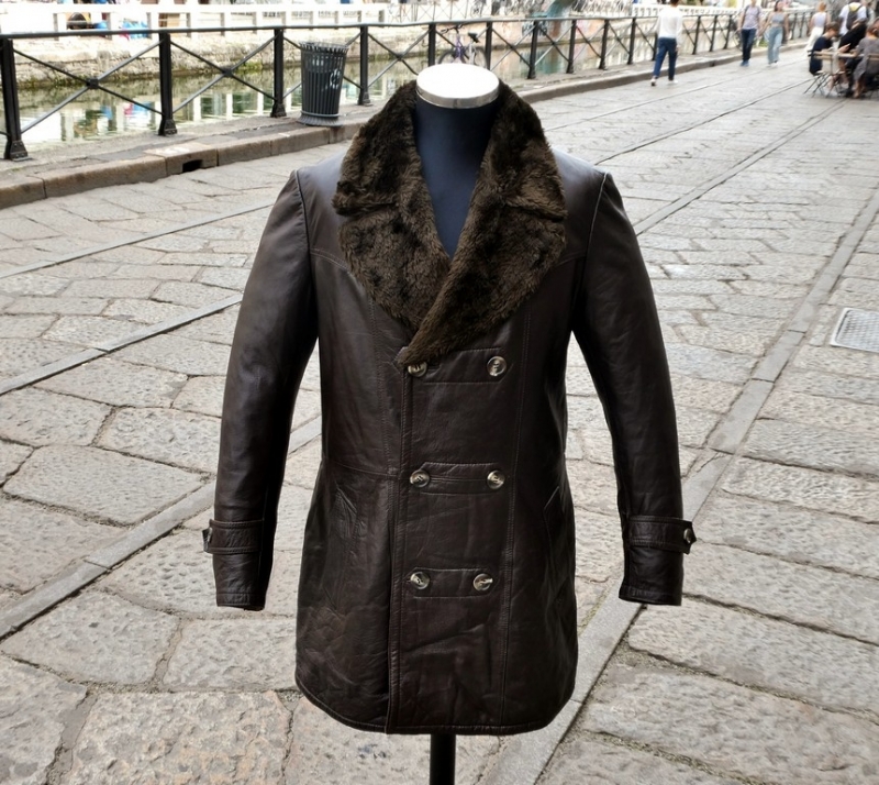 Coat leather jacket interior and collar padded siz