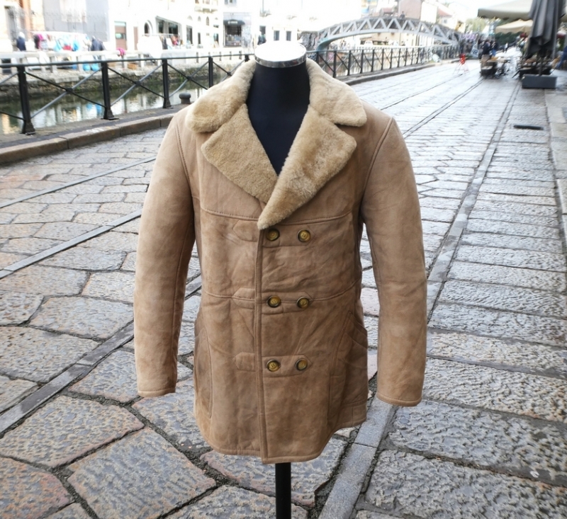Cappotto trench montone shearling vintage beige ta