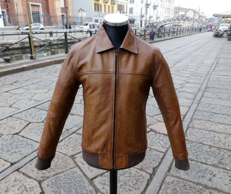 Tobacco leather jacket Guendj limited