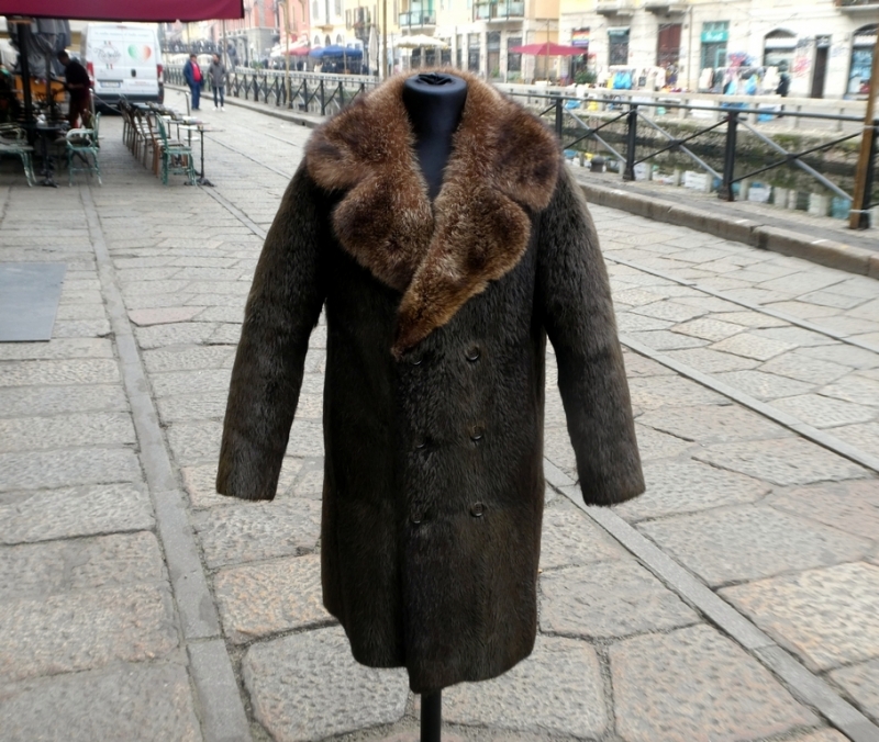 Cappotto pelliccia uomo vintage originale taglia L