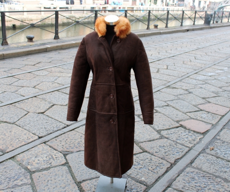 Shearling coat vintage brown size S woman