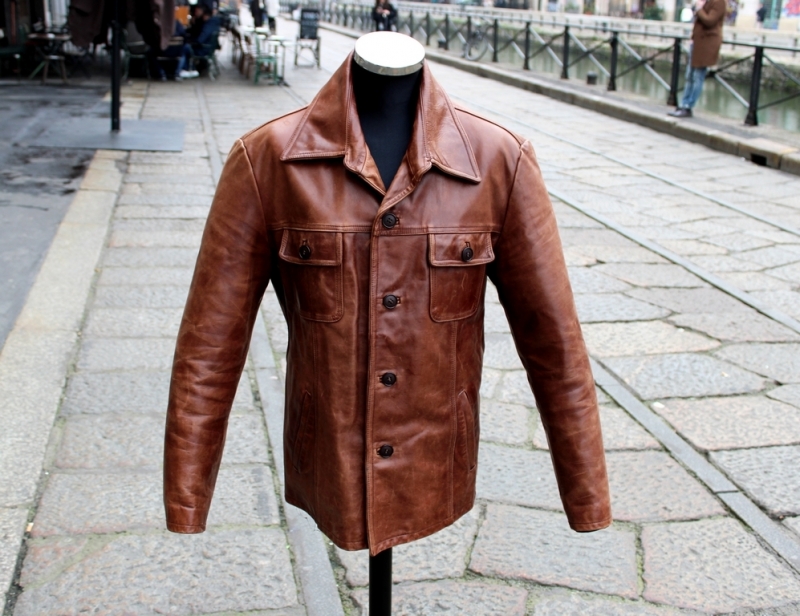 Vintage leather jacket brown size XL 