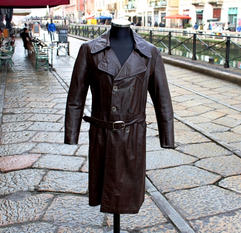 Vintage leather coat brown size M 