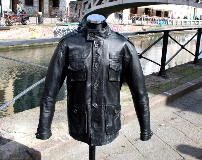 Vintage leather jacket 4 pockets size L 