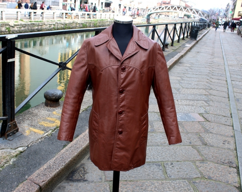 Vintage leather jacket size L brown