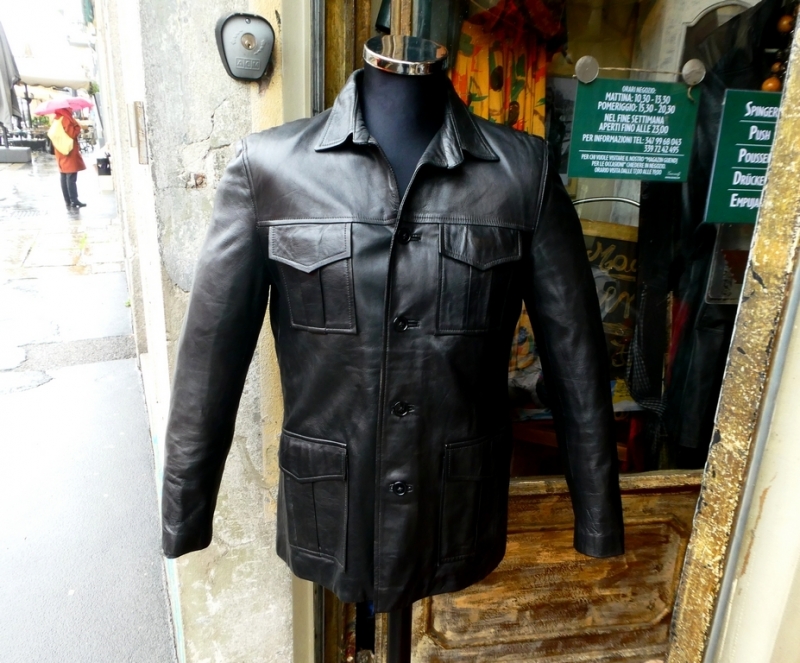 Vintage leather jacket black size M