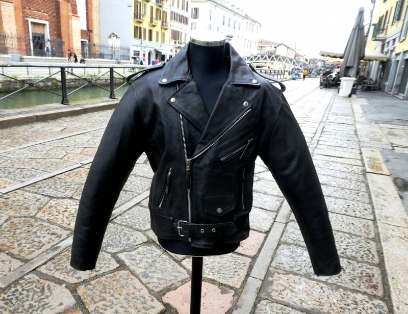 Vintage leather jacket biker rock chiodo xl