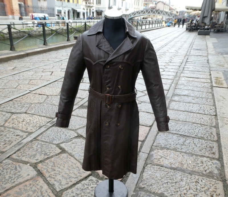 Vintage leather coat brown size M 