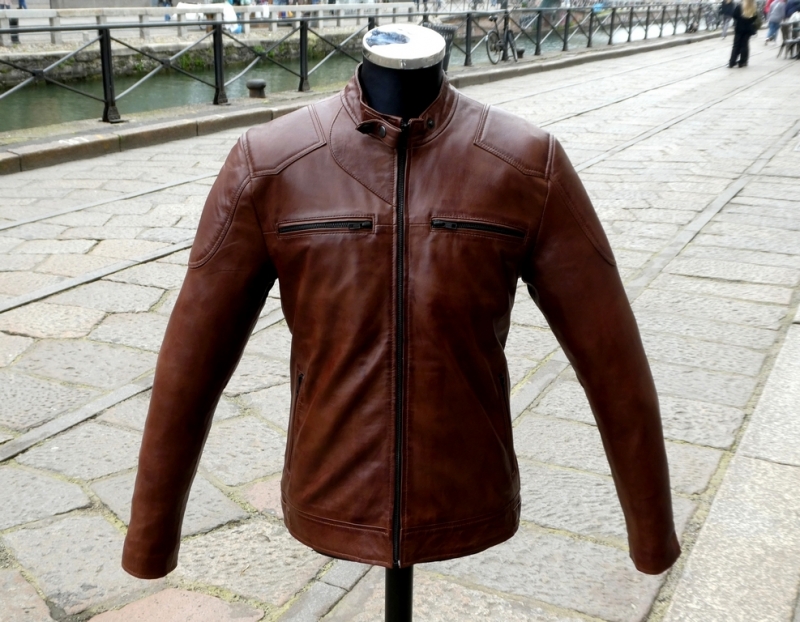 Guendj limited brown leather biker jacket 