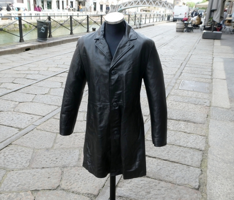 Vintage leather jacket overcoat size L 