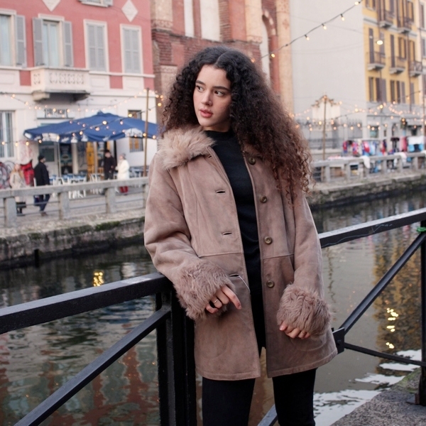 Shearling vintage coat woman size 42 M