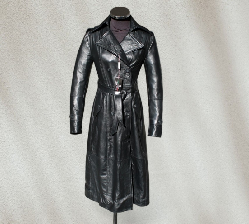 Trench cappotto pelle lungo donna nuovo Guendj
