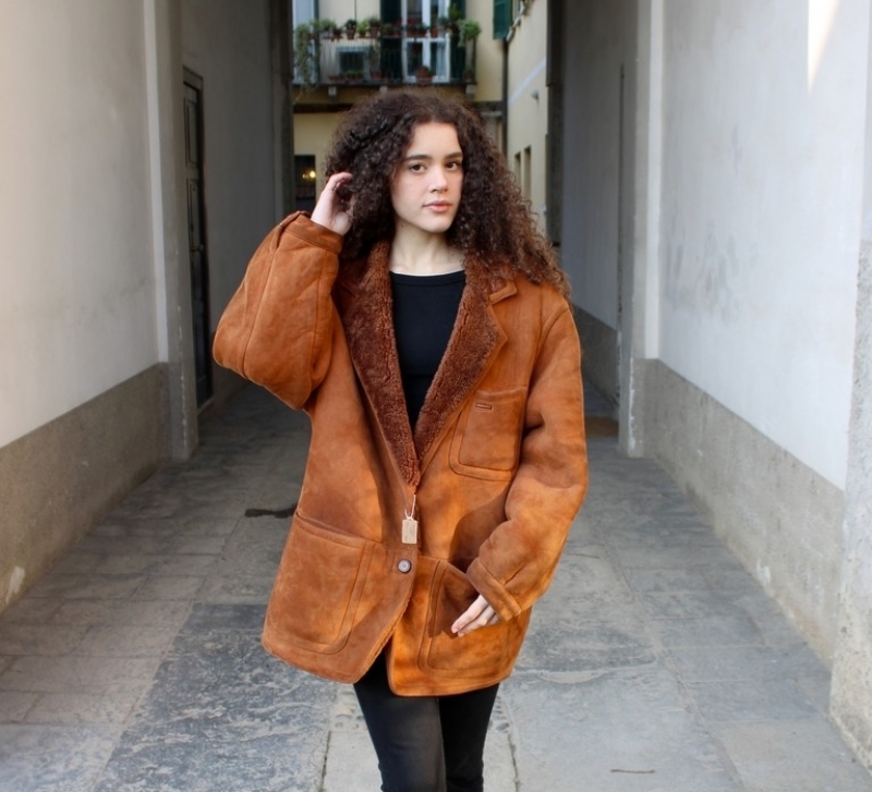 Cappotto monton vintage anni 90 donna taglia unica