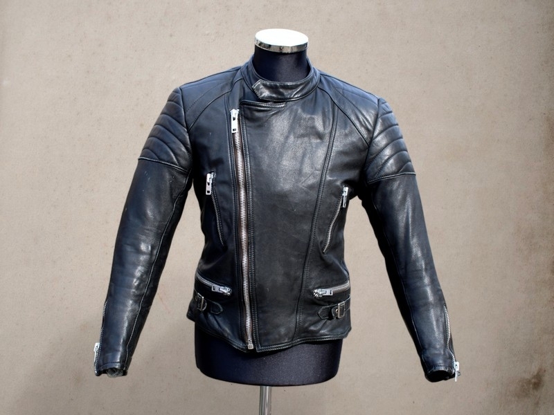 Giubbotto chiodo pelle biker motociclista vintage 