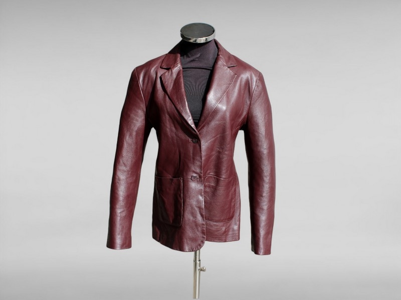 Giacca pelle Esprit color prugna vintage taglia 44