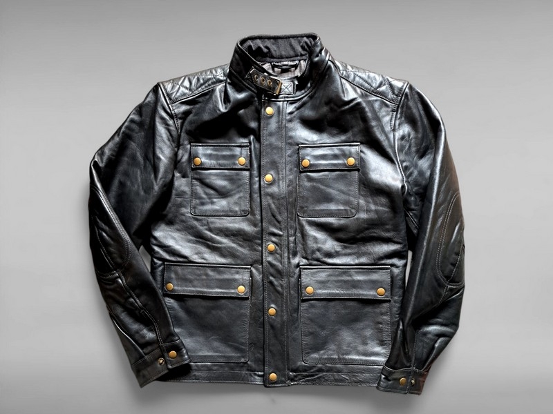 Giubbotto pelle stile moto belstaff corto colore n