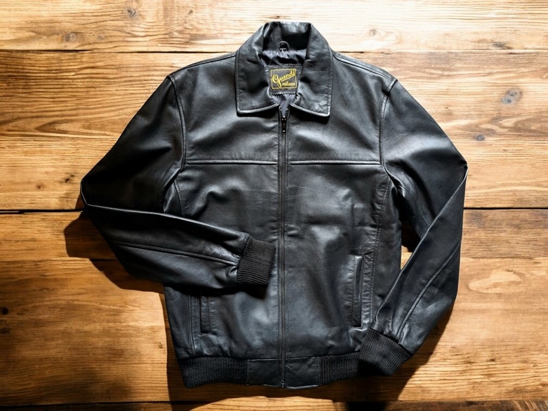 Giubbotto bomber pelle fonzie nero replica 70s ori