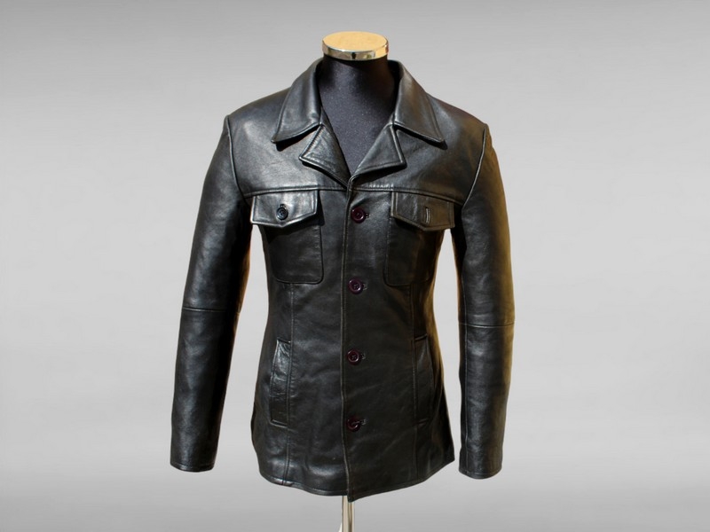 Giacca camicia pelle vintage nera Zulfi taglia S
