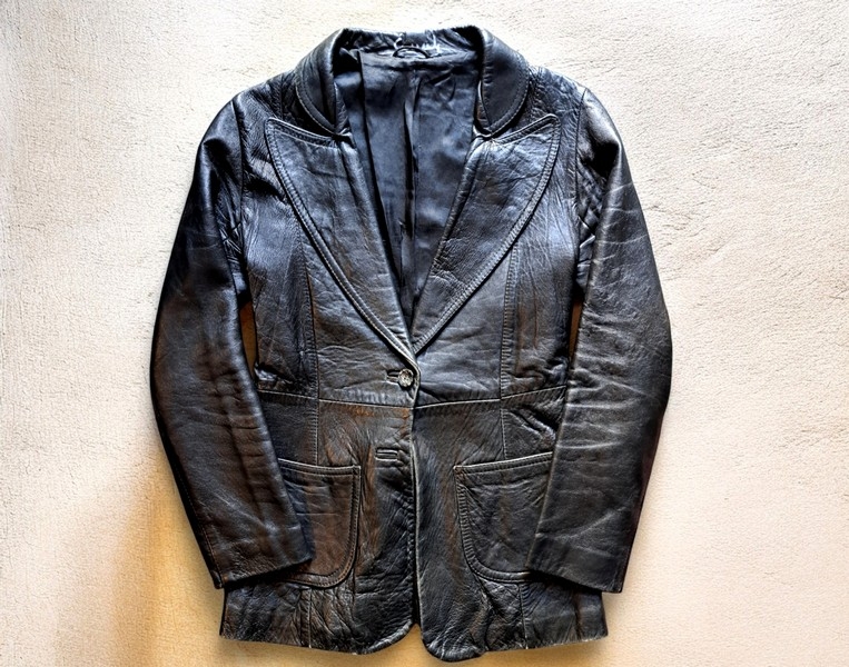 Giacca pelle vintage blazer anni 70 donna S