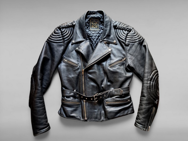 Giubbotto chiodo pelle nero biker tedesco taglia L