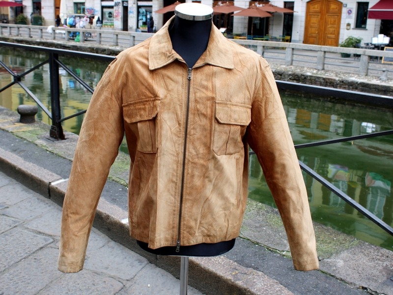 Giacca pelle scamosciata vintage uomo taglia L 
