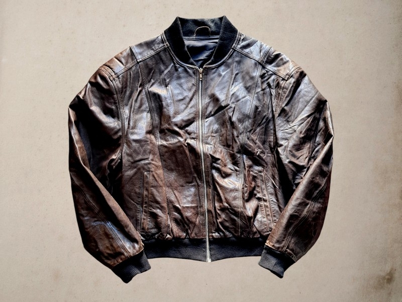 Giubbotto bomber pelle marrone scuro vintage over