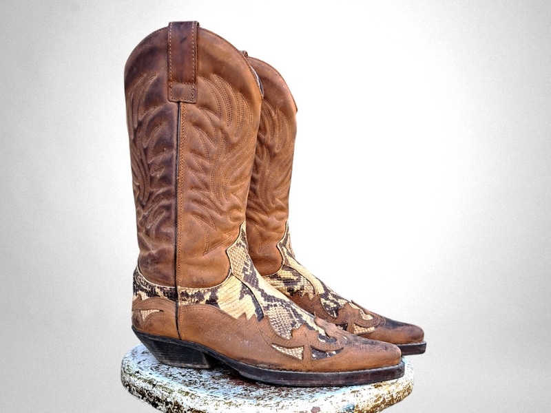 Stivali pelle pitone western boots texani vintage 