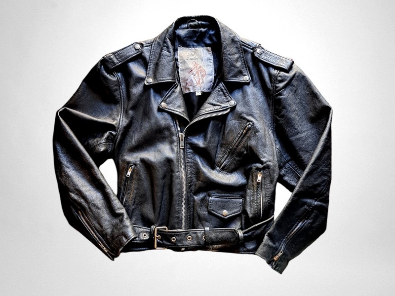 Giubbotto chiodo pelle vintage nero originale anni