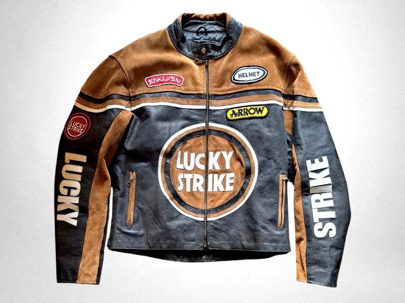 Giubbotto pelle Lucky strike nero marrone cuoio vi