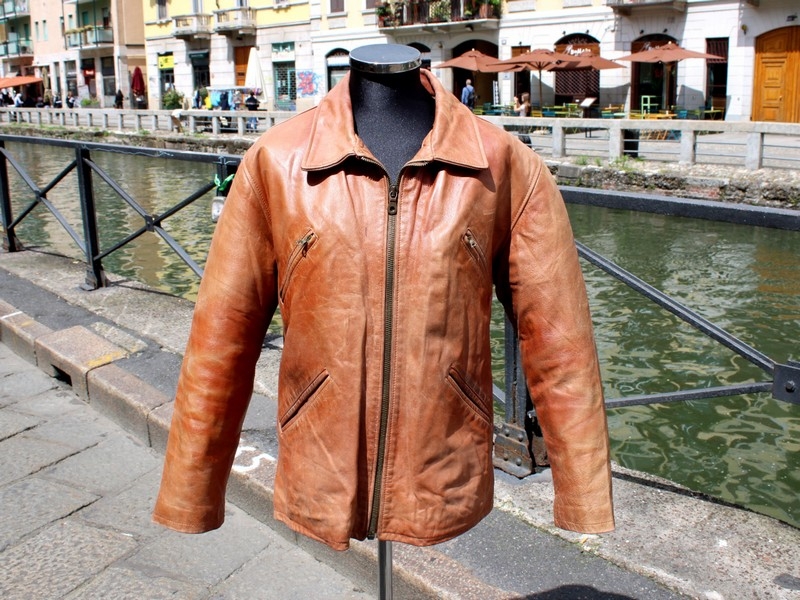 Giacca giaccone pelle cuoio vintage anni 90 taglia