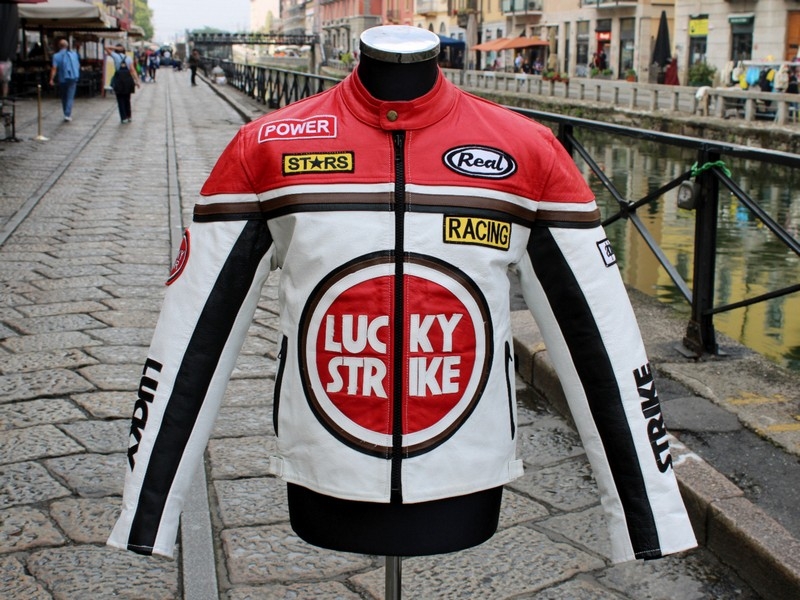 Giubbotto pelle moto biker Lucky strike cuoio vint