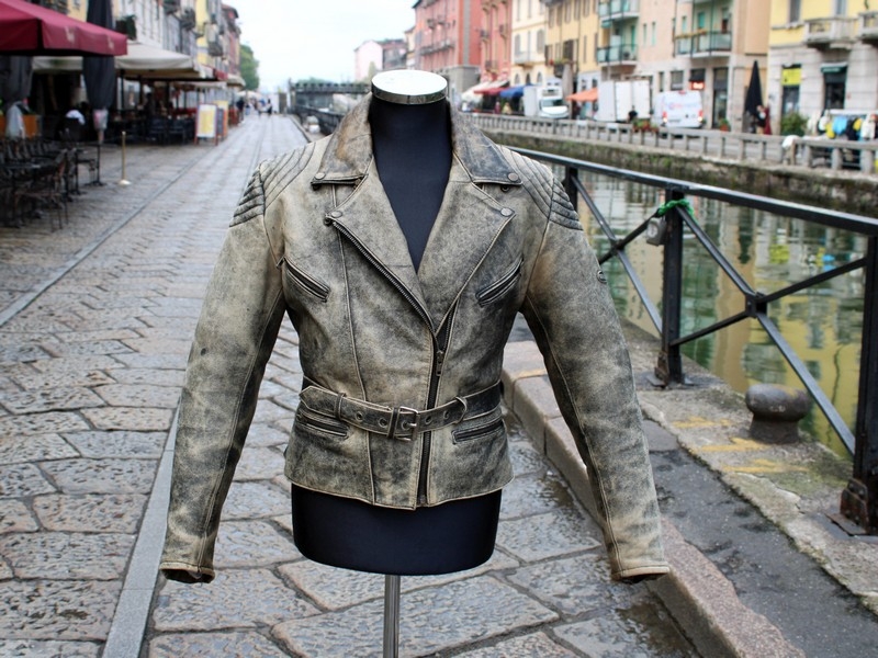 Giubbotto chiodo pelle biker Hein Gericke grigio i