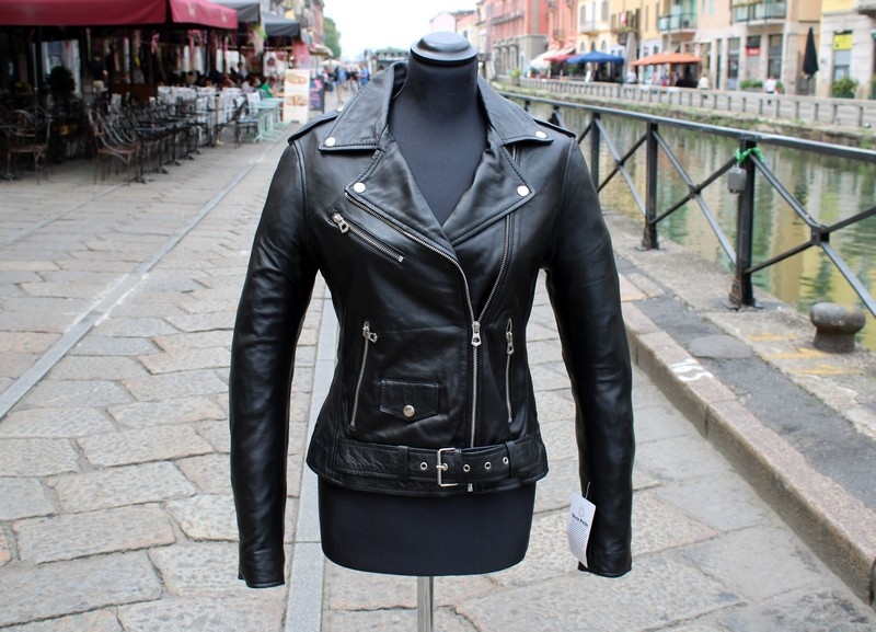 Giubbotto chiodo pelle agnello perfecto donna tagl