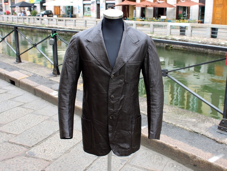 Giacca pelle blazer marrone vintage originale tagl