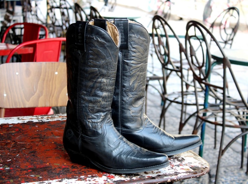 Stivali pelle texani western boots Alamo unisex nu