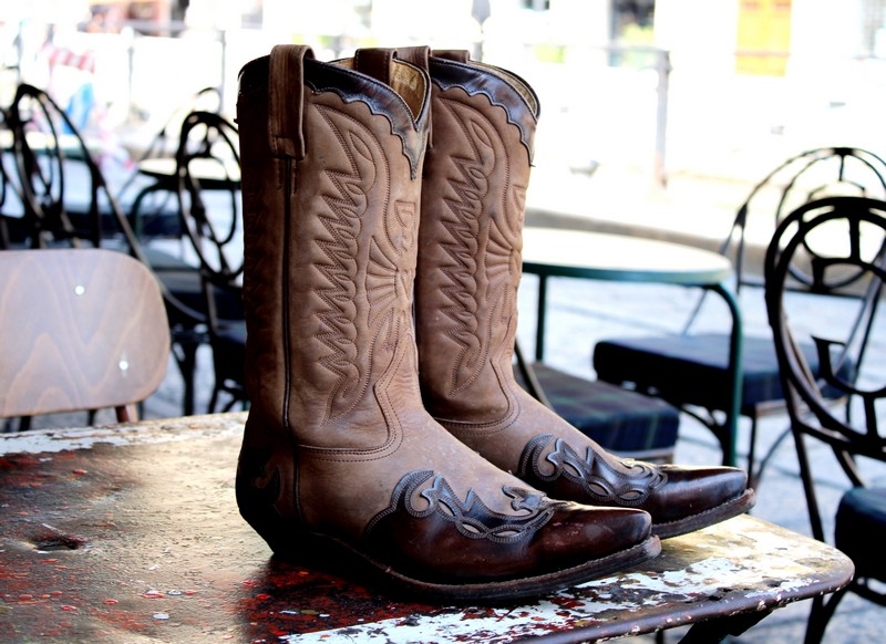 Stivali pelle texano camperos vintage western boot