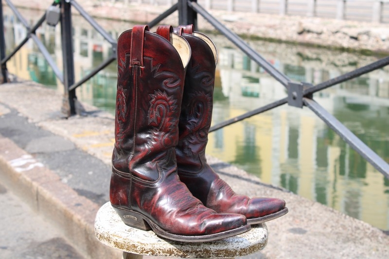 Stivali pelle texani western Charro bordeaux numer