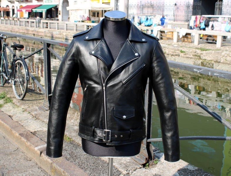 Giubbotto Chiodo Pelle Agnello Guendj con Trapunta