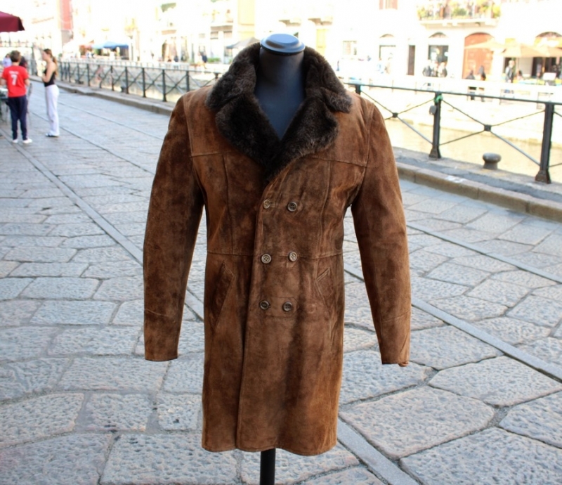 Vintage suede lather coat interior padded shearlin