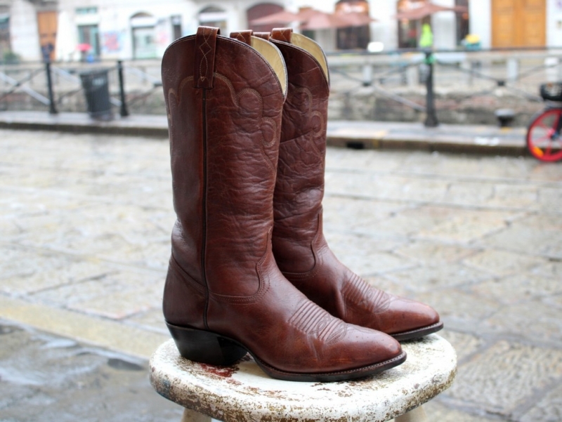 Stivali Pelle Texani Vintage Chisholm – Marrone 