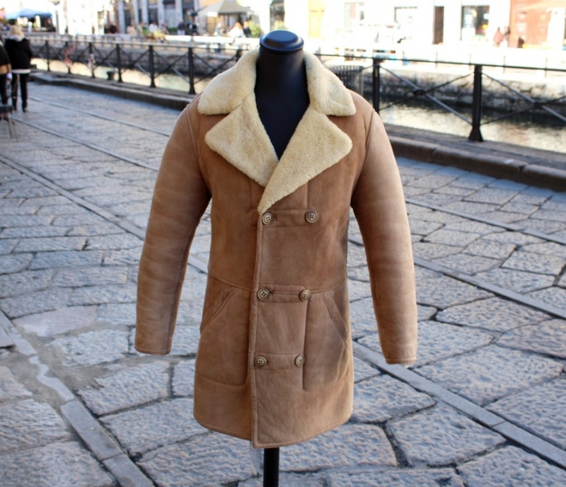 Vintage shearling coat double breasted size L 