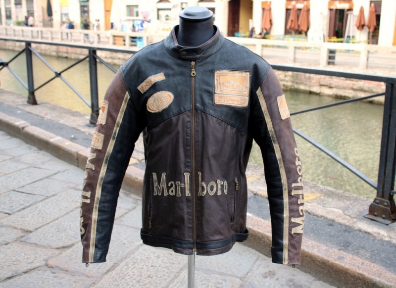 Marlboro classic vintage moto biker leather jacket