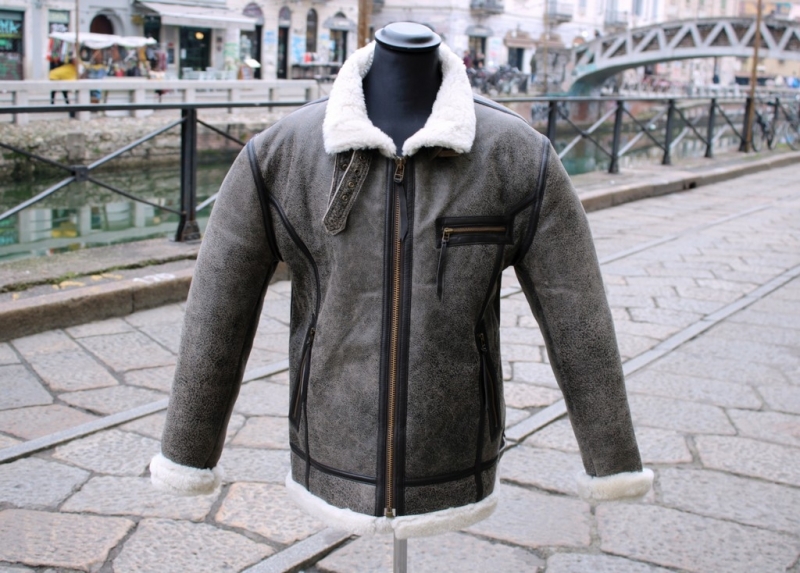 Giubbotto pelle montone aviatore raf b3 Grigio Gue