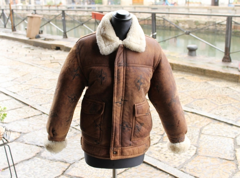 Giubbotto Pelle Montone Aviatore Unisex anni 90 ta